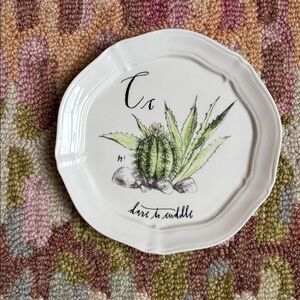 🌵Anthropologie Calligrapher Monogram Canape Plate C Cactus Cuddle
